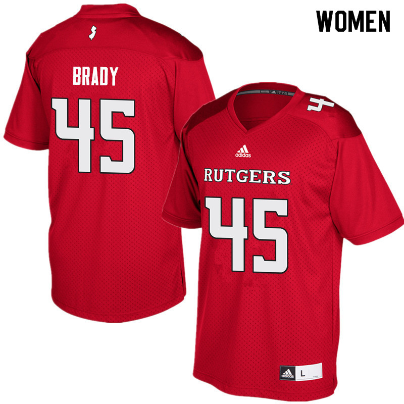 Women #45 Jim Brady Rutgers Scarlet Knights College Football Jerseys Sale-Red